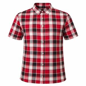 Manfinity Mens XL Red Black Plaid Short Sleeve Button Down Shirt Casual ZS8-33